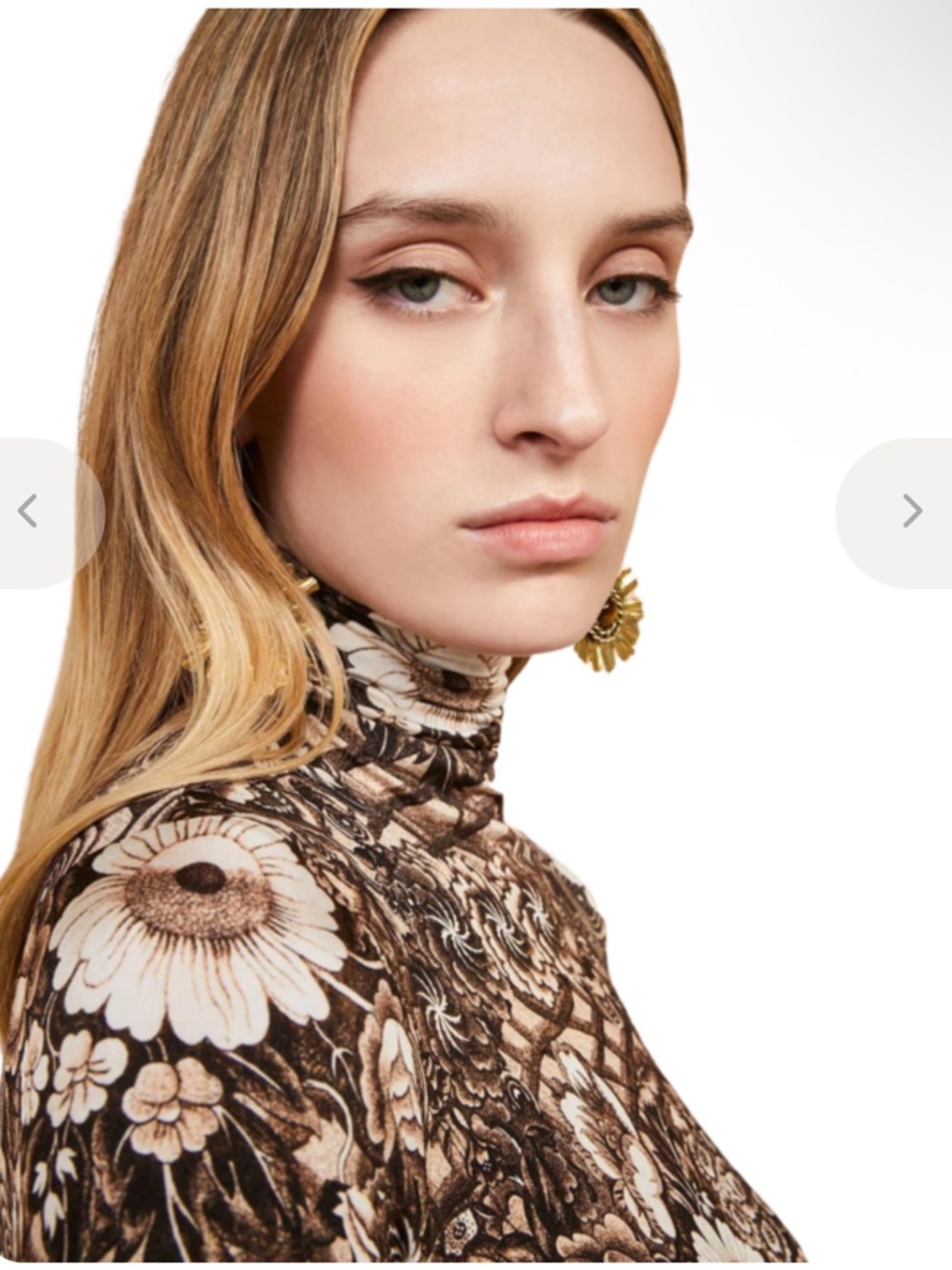 Ulla Johnson Aurelia Turtleneck Top Large Floral Teak Brown Mesh Romantic - Picture 6 of 12